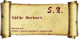 Sáfár Norbert névjegykártya